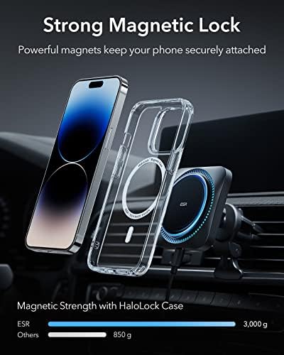 Revolutionize Your Drive with the ESR 15 W Mag Safe Car Mount Charger – Fast Wireless Charging for i Phone 12-16, Featuring Cryo Boost for Optimal Cooling, Apple-Certified Magnetic Phone Charger for Effortless Compatibility and Enhanced Performance on the Go