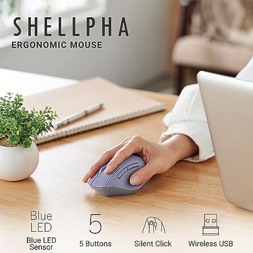 Elevate Your Productivity with the ELECOM Wireless Ergonomic Mouse – Silent Click, 2000 DPI Precision, 20-Month Battery Life, and Stylish White Design for PCs, Macs, and Laptops – Perfect for Home or Office Use
