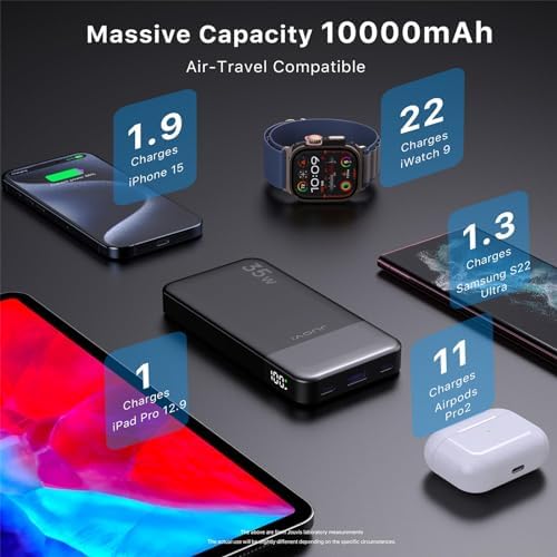 Compact 10000 m Ah Fast Charging Power Bank – 35 W Portable Charger with PD 3.0 & QC 4.0 – Lightweight Type-C & USB-A Compatible Battery Pack for i Phone, Samsung, i Pad – Ultimate Solution for On-the-Go Charging Efficiency
