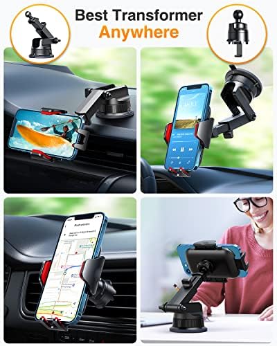 VANMASS Ace Car Phone Holder Mount – Upgraded Military Steel Hook & Super Suction Cup for Ultimate Hands-Free Navigation – Compatible with i Phone 14, 13, 12 Pro Max & Samsung – Versatile Dashboard, Windshield & Air Vent Stand for Enhanced Driving Safety