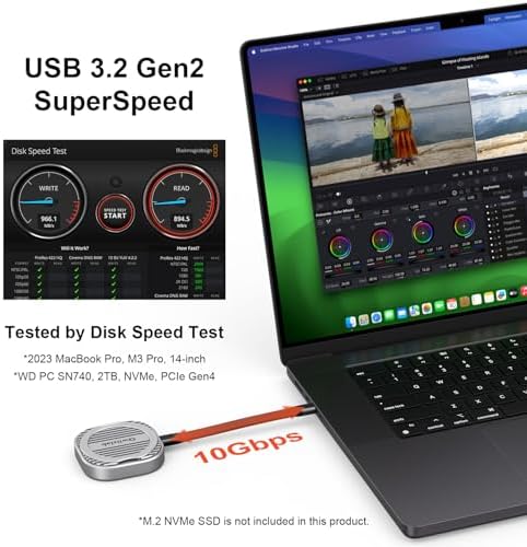 Qwiizlab Magnetic NVMe SSD Enclosure for i Phone 16/15 Pro Max – 10 Gbps USB Type-C Adapter with Kickstand, Supports PCIe M.2 M-Key up to 2 TB, Durable Aluminum Case with 100 W PD Charging Capability – Ultimate Storage Solution for Creatives and Professionals