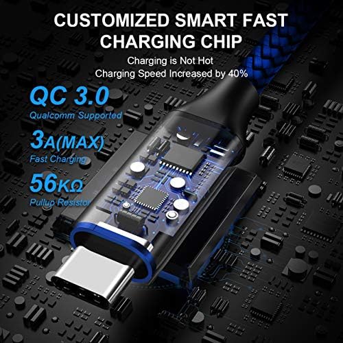 etguuds 4-Pack USB Type C Charging Cable – 6 ft Nylon Braided Fast Charger Cord for Samsung Galaxy S20/S10/S9/Note Series & Moto G – Superior Durability and High-Speed Power Delivery Up to 3 A – Ideal for Home, Office, and On-the-Go Use