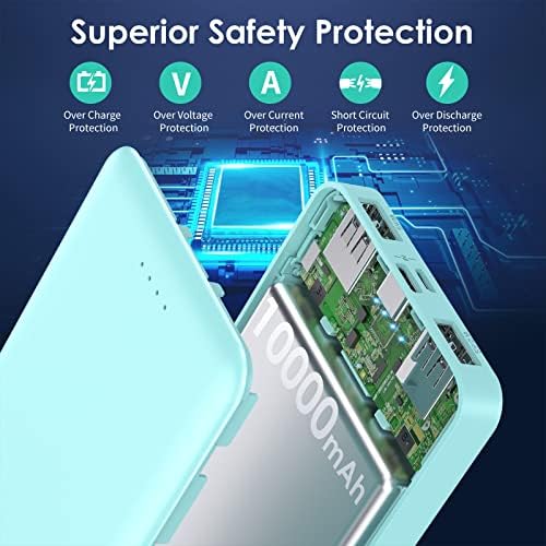 Ultra-Slim 10000 m Ah Portable Power Bank – Dual USB Outputs & USB-C Input, Compact External Charger for i Phone 12/13, Samsung S20, Tablets – Stylish Black and Red Design for Maximum Portability and Enhanced Device Compatibility