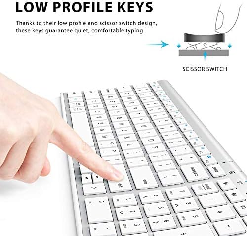 Experience Unmatched Versatility with the i Clever BK10 Bluetooth 5.1 Wireless Keyboard – Ergonomic Comfort Meets Multi-Device Connectivity for Mac, i Pad, i Phone, Android, and Windows – Full-Size Layout with Number Pad for Enhanced Productivity and Seamless Workflow – Rechargeable, Lightweight, and Stylish Design for Effortless Typing Anywhere