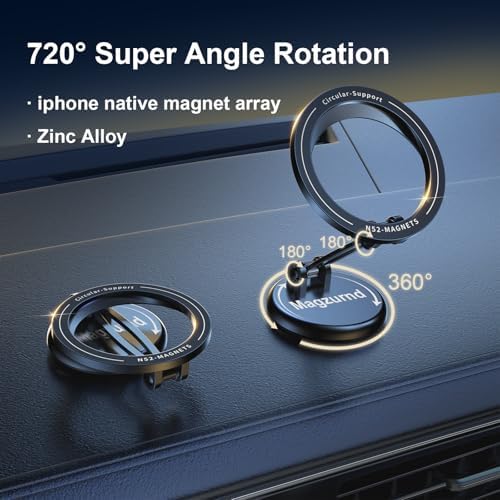 15 W Fast Wireless Magnetic Car Charger with 360° Rotatable Phone Mount – Premium Zinc Alloy Hands-Free Holder for Effortless Driving Convenience and Enhanced Smartphone Compatibility