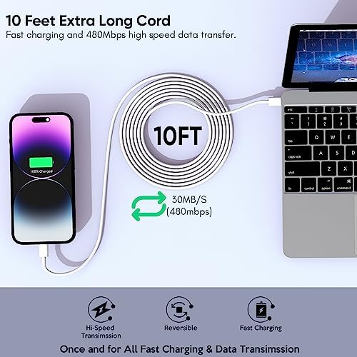 20 W Dual-Port Fast Charger for i Phone 15/16 Pro Max – 2-Pack with 10 FT USB-C Cables | High-Efficiency Charging Adapter for i Pad Pro/Air | Compact & Lightweight Design for Ultimate Portability and Performance