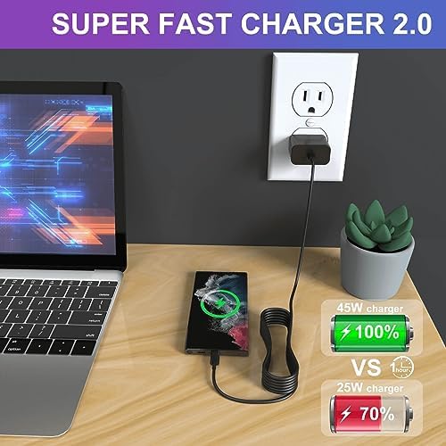 45 W USB C Charger Duo Pack – Ultra-Fast PPS Wall Adapter for Samsung Galaxy S25, S24, S23 Ultra & More – Includes 6 ft Type C Charging Cable for Enhanced Performance & Safety – Perfect for Home & Travel Use