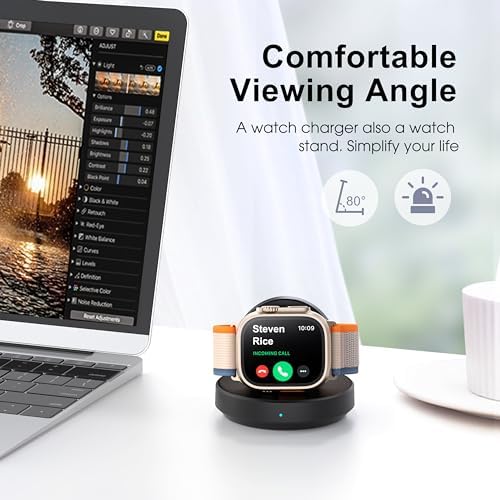 Sleek Sky Blue Portable Magnetic Charging Dock for Apple Watch – Fast Wireless Charger with Nightstand Mode, Compatible with Series 10, 9, 8, 7, SE, 6, 5, 4, 3, 2, Ultra 2 – Travel-Friendly Design with Premium Charging Cable for Effortless Power and Style