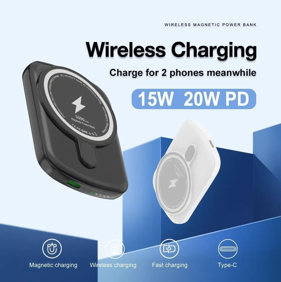 Magnetic 10,000 m Ah Power Bank – Ultra-Fast Wireless Charger for i Phone, Samsung, Android, Huawei, Xiaomi – Sleek Pink Portable Battery Pack with Mag Safe Compatibility for Effortless On-the-Go Charging