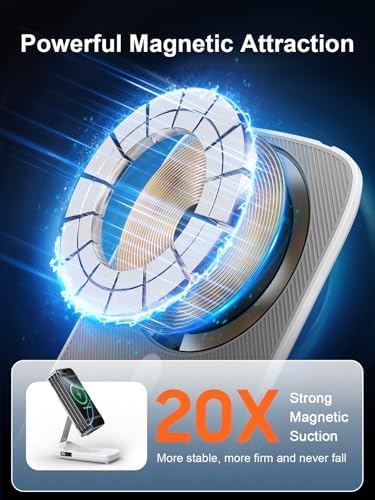 Ultimate 5-in-1 Wireless Charging Station with 10000 m Ah Power Bank – Magnetic Fast Charging for i Phone 12-16 Pro Max, Air Pods, and Apple Watch | LED Display, Sleek Portable Design for Effortless On-the-Go Charging