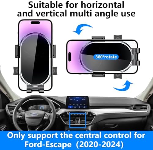 Ford Escape 2020-2024 Car Phone Holder – 360-Degree Rotating Dashboard Mount for Secure Mobile Access – Premium Quality Phone Cradle with Adjustable Viewing Angles – Effortless Installation & Non-Slip Grip for Enhanced Safety and Style