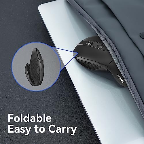 TECKNET Ultra-Portable Folding Wireless Mouse with Adjustable DPI – Perfect Travel Companion for Notebook and PC Users – Exceptional 2-Year Battery Life for Uninterrupted Productivity – Ergonomic Design for Comfort and Precision – Reliable 2.4 GHz Wireless Connectivity for Seamless Performance