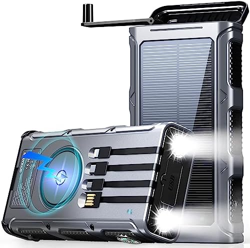 Ultimate 45800 m Ah Solar Power Bank with Wireless Charging, Hand Crank Emergency Generator, 15 W Fast Charge, 7 Outputs, 4 Inputs, Integrated Flashlights & Compass for Outdoor Adventures and Travel – Versatile, Eco-Friendly Power Solution Ultimate 45800 m Ah Solar Power Bank with Wireless Charging, Hand Crank Emergency Generator, 15 W Fast Charge, 7 Outputs, 4 Inputs, Integrated Flashlights & Compass for Outdoor Adventures and Travel – Versatile, Eco-Friendly Power Solution