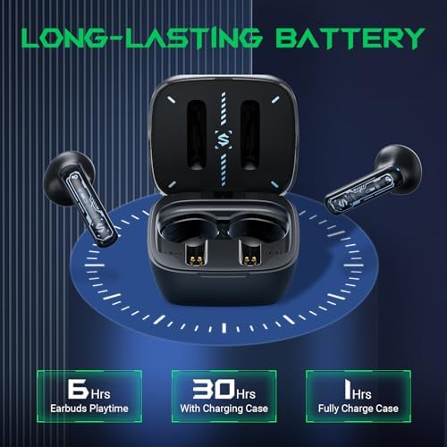 Unleash Superior Sound with Black Shark Wireless Earbuds – 35 ms Ultra-Low Latency Gaming Headphones, Bluetooth 5.2 for Seamless Connectivity, IPX5 Waterproof Design, 10 mm Drivers for Deep Bass, 4 Hyperclear Mics for Optimal Call Clarity, 20 Hours Playtime, Comfort Fit for Extended Use – Perfect for Gamers and Music Lovers Alike