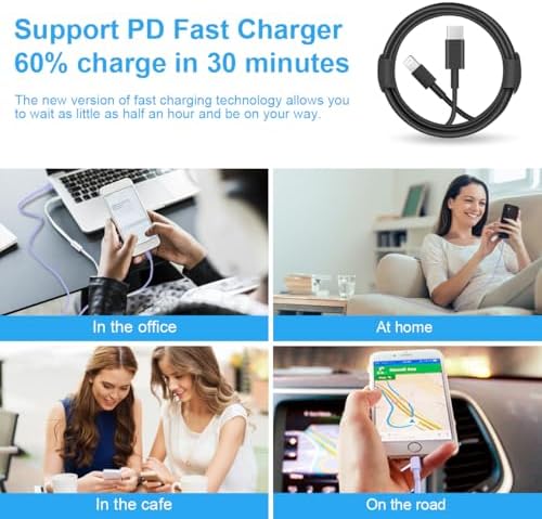 10 Ft i Phone Fast Charger 2-Pack – 20 W Super Fast Charging Cables for i Phone 14/13/12/11 Pro Max, Plus, Mini, and i Pad – Enhanced Durability, Flexibility, and Rapid Power Delivery for Ultimate Convenience