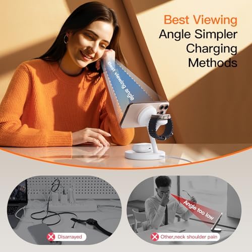 2025 US Edition 3-in-1 Wireless Charging Station for Apple: High-Speed 15 W Mag-Safe Charger Dock for i Phone 16/15/14/13/12, Air Pods, and Apple Watch – Superior Compatibility and Fast Charging Solution