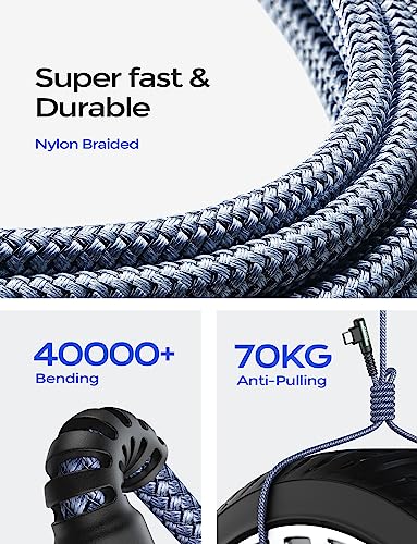 Optimize your charging setup with the AINOPE 240 W USB C to USB C Cable, a 6-foot powerhouse engineered for ultimate speed and flexibility. Featuring a right-angle connector, this fast charging cable is perfect for gaming or multitasking without the clutter of tangled cords. Compatible with the latest devices, including i Phone 16 Pro Max, i Phone 15, Mac Book Air/Pro, i Pad Pro, Samsung Galaxy, and Pixel, it delivers an impressive 240 W power output for rapid charging. The dual-pack offers exceptional value, ensuring you have a reliable charging solution wherever you go. Built with premium materials for durability, the sleek grey and blue design enhances your tech aesthetic while providing long-lasting performance. Elevate your device charging experience with this versatile cable, designed for both home and office use, while ensuring seamless connectivity across all your electronics.