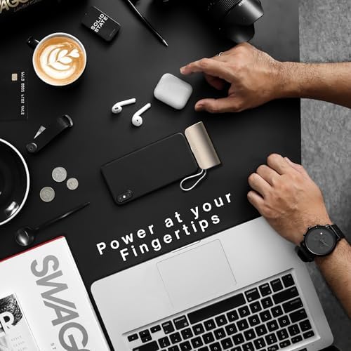 Dune Tan Compact 5000 m Ah Power Bank – Ultra-Fast Charging Solution with Dual Type-C & i Phone Compatibility, Integrated Kickstand for Hands-Free Use, Sleek On-the-Go Essential for Android & i Phone Devices, USA-Engineered for Maximum Performance and Portability