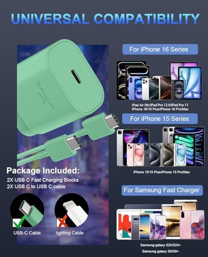 30 W Ultra-Fast USB C Wall Charger with 10 FT Cable in Stylish Purple Gradient | Rapid Charging Solution for Phone 15 Series & S24 Ultra Plus | Compact & Versatile Power Adapter for Modern Devices