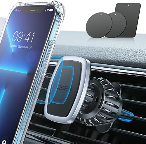 LISEN Ultra-Secure Magnetic Phone Holder for Car – Sleek Silver Design, Effortless One-Handed Use, 360° Rotation for Optimal Navigation and Safety