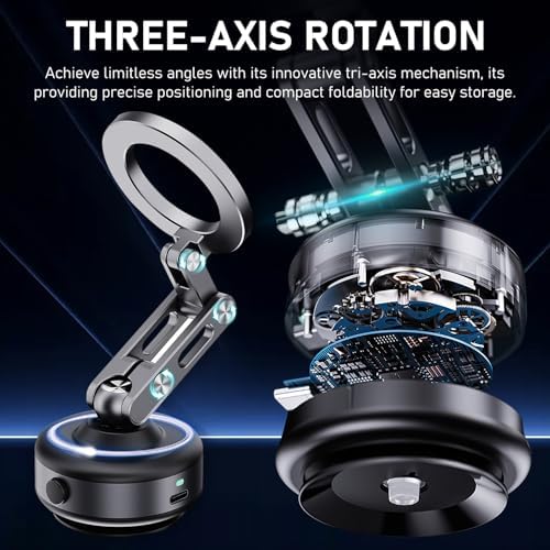 Nixie Vacuum Magnetic Phone Holder, nixiveofficial Magnetic Phone Holder, Nixie Phone Holder, Nixie N’Go Pro 360 Automatic Strong Adhesion One-Click Removal, from Desk to Car (Gray) – Enhanced Compatibility and Speed