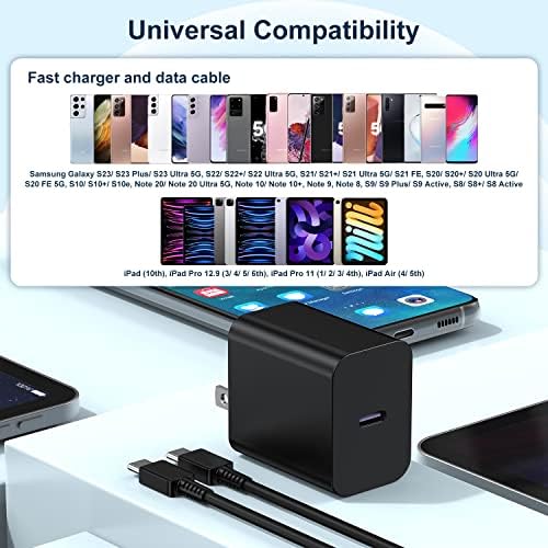 45 W Samsung Super Fast Charger Duo with 10 ft USB C to C Cable – Ultimate Charging Solution for Galaxy S25/S24/S23/S22 Series and Note 20/10 – Enhanced Speed, Versatile Use, and Durable Design for Everyday Convenience