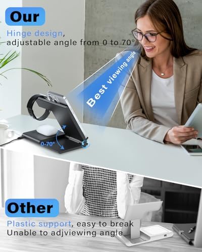Revolutionize Your Charging Experience with the Ultimate 3-in-1 Foldable Wireless Charger for i Phone, Apple Watch & Air Pods – Fast, Portable Power Solution for i Phone 16, 15, 14, 13 Pro Max Plus, Apple Watch Series 10-2 & Air Pods Pro 4, 3, 2 – Streamline Your Tech Life Today!