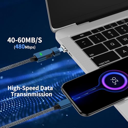 High-Speed 180° Rotatable Magnetic USB C Charging Cable – 100 W PD & 5 A Power for i Phone 15/14/13 & Mac Book Pro – Durable Nylon Braided 3-Pack of 6.6 ft Cables for Ultimate Flexibility – Elevate Your Charging with Secure Magnetic Connection & Optimal Angle Adjustability