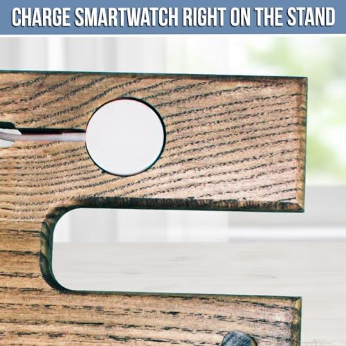 BarvA Rustic Phone Docking Station Desk Organizer | Night Stand Electronics Charging Station | Dresser Smart Watch Earbuds Phone Stand | Nightstand Organizer for Men | Bed Room Decor Gifts for Men – Enhanced Compatibility and Speed