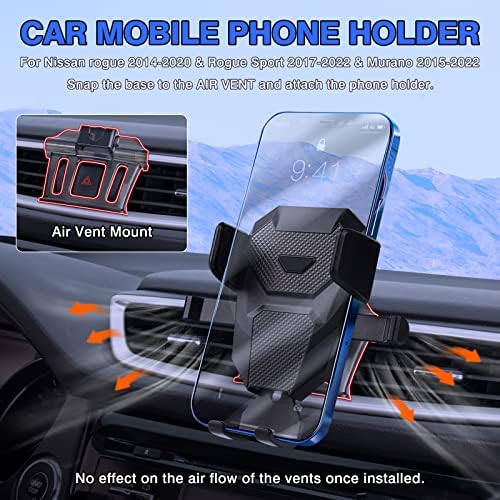 Nissan Rogue & Murano Custom Cell Phone Holder: Adjustable Dashboard & Vent Mount for 2014-2023 Models – Hands-Free Convenience & Optimal Viewing Angle for Safe Driving