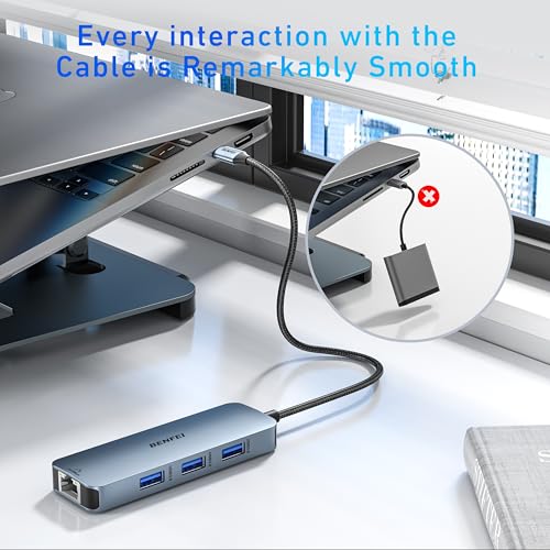 Transform Your Workspace with the BENFEI 6-in-1 USB C Hub: 4 K HDMI, Lightning-Fast Gigabit Ethernet, and 100 W Power Delivery for i Phone 15 Pro/Max, Mac Book, and More – The Ultimate Solution for Tech Professionals and Enthusiasts