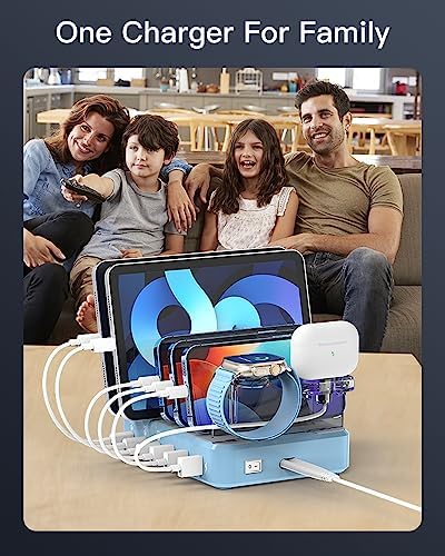 Ultra-Fast 6-Port Charging Hub – 100 W Multi-Device Power Station for i Phone, i Pad & Samsung – Triple PD USB-C Ports for Lightning Speed Charging – Compact, Modern Design with Advanced Safety Features – Perfect for Home Office Efficiency and Device Organization