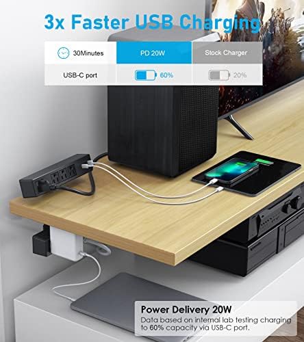 Maximize Workspace Efficiency with VILONG’s Dual Layer Desk Clamp Power Strip – 10 Outlet & 3 USB Charging Station, 20 W Edge Mount Surge Protector with 3 Ft Extension Cord for Home & Office Use – Clutter-Free Power Solution for All Devices