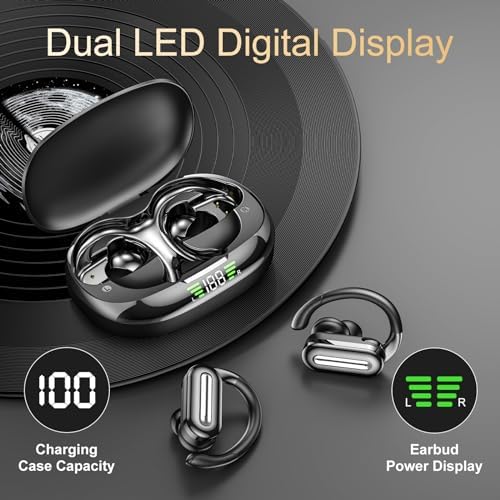 Premium Bluetooth Sports Headphones 5.4 – 50 Hours of High-Fidelity Playback, Superior Bass Enhancement, Over-Ear Design with Secure Hook Fit, Advanced ENC Noise Cancellation, IPX5 Waterproof for Extreme Durability – Ideal for Athletes and Music Enthusiasts