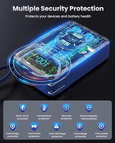 Versatile 4-in-1 Travel Charger with Integrated Wall Plug & USB-C Cables – 10800 m Ah Power Bank Featuring Magnetic Apple Watch Charging, QC4.0 & PD 25 W Fast Charging – Compact Solution for i Phone 16/15, Android Devices & More – Enhanced Portability & Smart Safety Features for On-the-Go Power