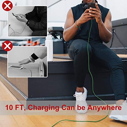 10 ft USB Type C Charger Cable 6 Pack – Durable Braided Fast Charging Cords for Samsung Galaxy S24, S23, S22, S21, S20, S10, S9, A Series & LG Devices – Tangle-Free, High-Speed Data Transfer for Home, Office, and Travel