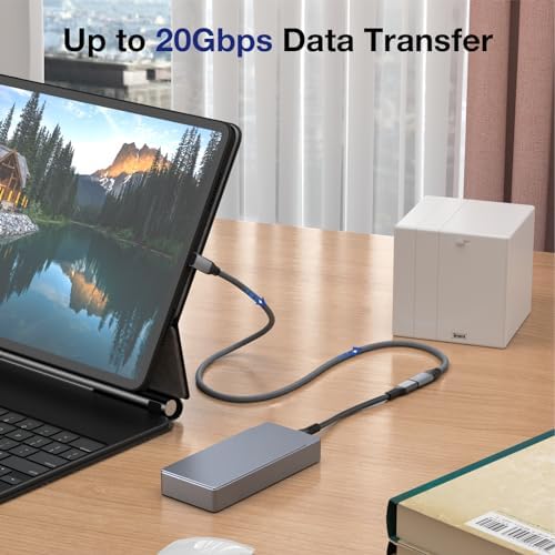 Effortlessly Enhance Your Connectivity with Use Bean 0.6 FT Right Angle USB C Extension Cable 2-Pack – 90-Degree Gen2 20 Gbps Fast Data Transfer for i Phone 16/15, Mac Book, i Pad Pro/Air, Galaxy S25/S24 – Perfect for Tight Spaces and Seamless Charging Solutions