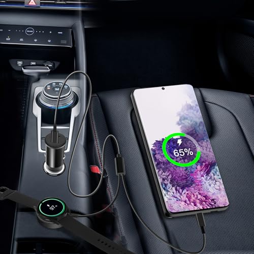 40 W Dual-Purpose Fast Charging Car Charger for Samsung Galaxy Smartphones & Smartwatches – 5 FT Premium Charging Cable for Galaxy S24/S23/S22/21/20, Note/Z Fold 6 & Watch 7/6/5/4/3 Active2/1 – Essential Travel Charger for Maximum Convenience and Durability on the Go