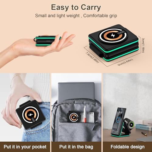 Ultimate Foldable 3-in-1 Wireless Charging Station – 15 W Fast Charger for Samsung Galaxy S25 Ultra, S24, S23 Ultra, Watch 7/6/5/4/3, and Pixel 9/8 Pro – Portable Multi-Device Travel Charger with Enhanced Compatibility and Sleek Design for Effortless Power Management