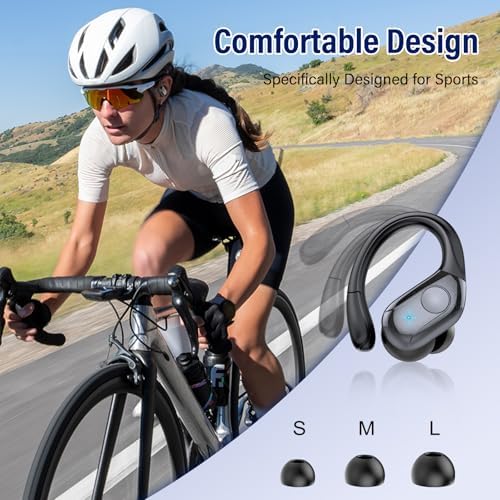Advanced Bluetooth 5.4 Wireless Earbuds with Deep Bass – 75 Hours Playtime, IP7 Waterproof Sports Earphones Featuring Ergonomic Earhooks, LED Battery Display, and 4 ENC Microphones for Enhanced Sound Quality and Clear Calls – Perfect for Fitness Enthusiasts and Music Lovers in Sleek Black