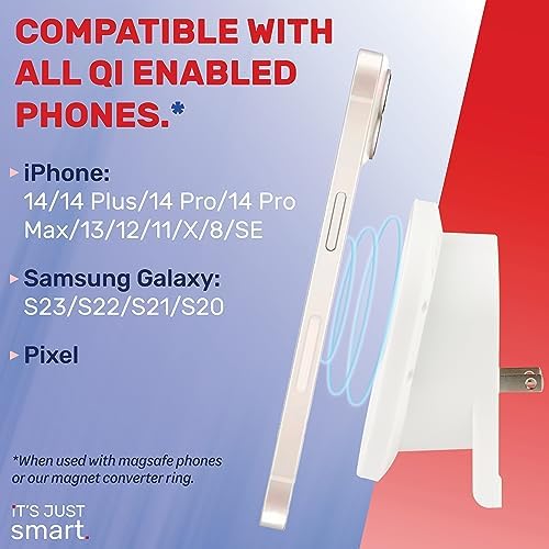 Magnetic 15 W Wireless Charger: High-Speed Qi-Enabled Wall Mount for i Phone 15-11, Samsung Galaxy S24-S20, and Google Pixel – Effortless Charging Convenience with Enhanced Compatibility and Sleek Design