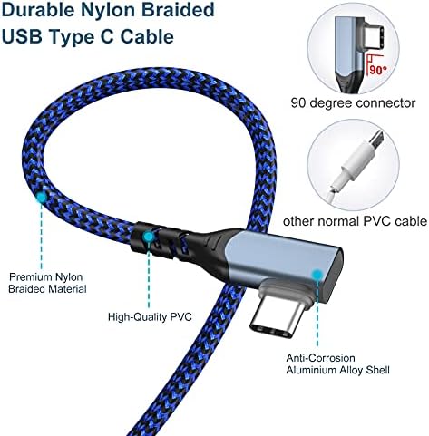 Ultra-Durable 10 ft USB C Cable 5-Pack by OKRAY – Fast Charging Braided Cords with 90-Degree Right Angle Connector for Samsung Galaxy S Series, Google Pixel, and More – Superior Compatibility for Effortless Device Use and Enhanced Performance