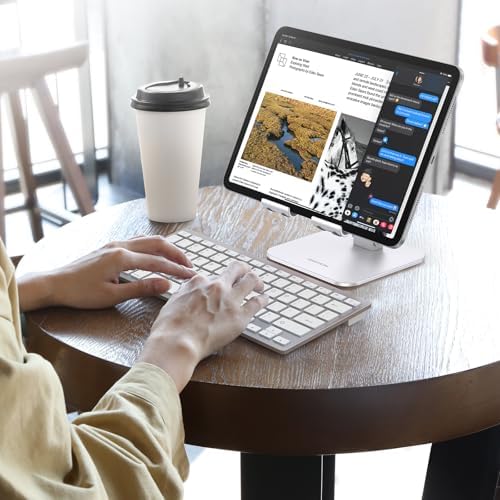 Premium OMOTON Adjustable Tablet Stand – Heavy-Duty Portable Holder for i Pad Pro/Air/Mini & Surface Pro (4.7″ to 15.6″) – Ergonomic, Sturdy Design for Enhanced Viewing Comfort and Travel Convenience