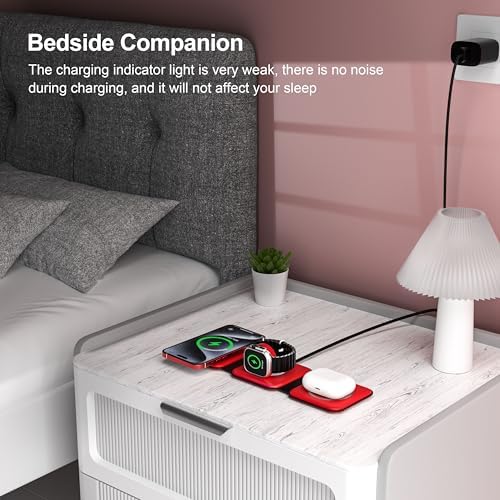 UCOMX Foldable 3-in-1 Wireless Charging Station: Ultimate Travel Charger for i Phone 12-16 Pro Max, Apple Watch Series 3-Ultra, and Air Pods Pro – Rapid Nano Technology for Fast, Safe Charging & Clutter-Free Convenience