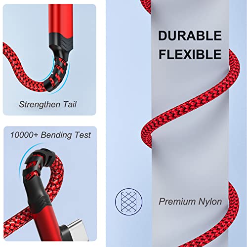 10 ft Right Angle USB C Cable 5-Pack – Fast Charging Nylon Braided Charger for Samsung Galaxy S25, S24, S23, A16, A15 & Google Pixel 9, 8 – Superior Durability and Comfort for Gaming and Daily Use – Enhanced Compatibility for All Type C Devices