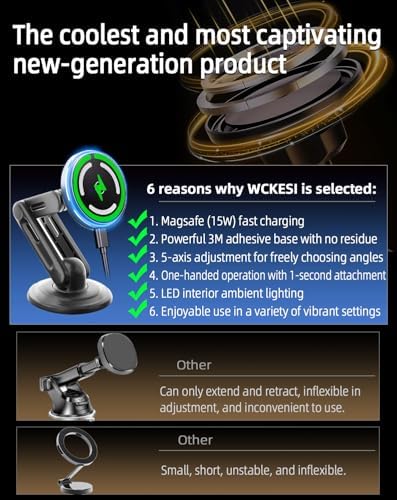 Revolutionize Your Driving with the 15 W Mag Safe Car Mount Charger – Ultra-Strong Magnetic Holder for i Phone 12-16 Pro Max Plus, Qi2 Wireless Technology, Three-Fold Rotation for Optimal Convenience and Safety, LED Charging Indicator – The Ultimate Solution for Effortless Navigation and Hands-Free Communication