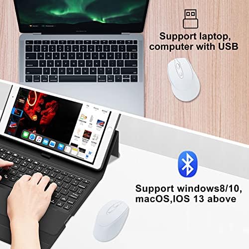Sleek Silent Rechargeable Wireless Mouse – Ergonomic Light Green Design for Laptop, i Pad, Mac Book, Surface Pro, and More – Perfect for Travel and Everyday Use with Dual Mode Bluetooth Compatibility
