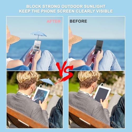 Ultimate Magnetic Umbrella Phone Stand for Outdoor Use – Adjustable Sun Shade Shield for i Phone 16/15/14/13/12 Pro Max, Samsung & Google Devices – Detachable Ring Grip for Enhanced Control – Heat-Resistant Design for Durability – Effortless Magnetic Setup – Car Mount Compatible – Elevate Your Mobile Experience in the Sun