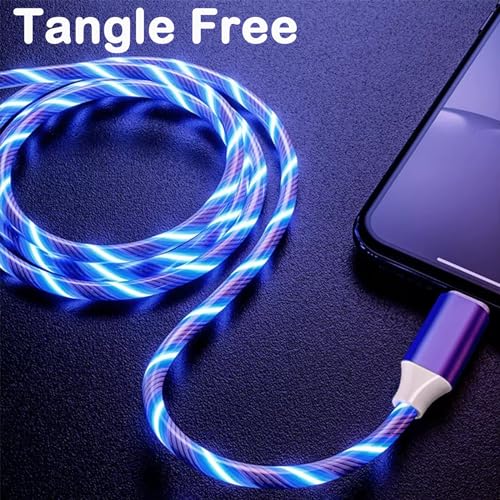 Illuminate Your Charging: 2-Pack LED USB A to C Charger Cable – Vibrant Light-Up Type C Cord for i Phone 15, Samsung Galaxy S21/S20/S10/S9/S8, Note 20, LG V30/V20/G6 – 78-Inch Durable Fast Charging Solution in Purple & Green