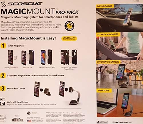 Universal Magnetic Mounting System for Smartphones & Tablets – SCOSCHE Magic Mount Pro-Pack | Secure, Versatile & Easy Install Car Accessory for Hands-Free Navigation & Calls
